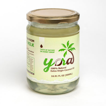 Yora Extra Virgin coconut oil | Centrifuged from coconut milk | 100% Pure Natural | Multipurpose oil suitable for skin, hair, cooking.